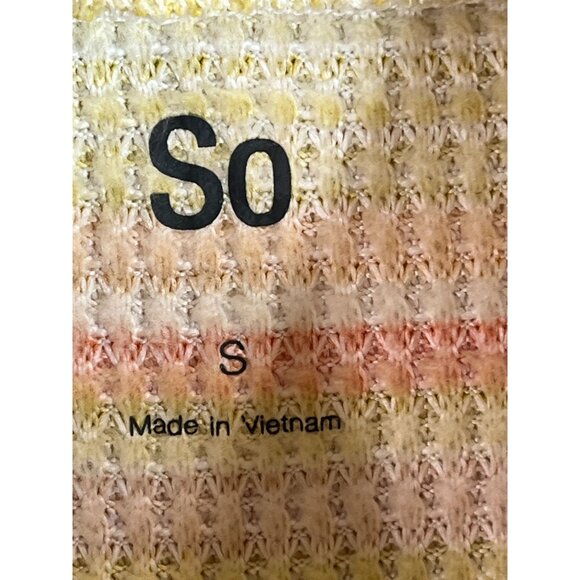 SO Top Womens Small Shirt Waffle Knit Fall Mock Neck Zip Tan Orange Striped - Picture 5 of 14